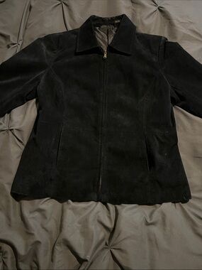Women’s Black Suede Zip-Front Jacket